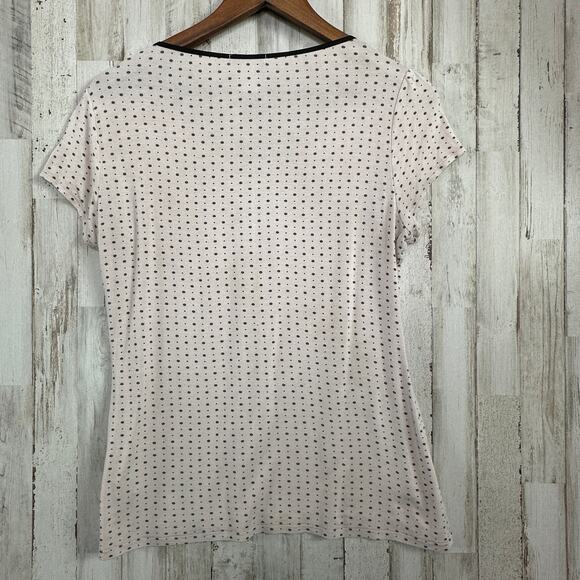 H&M Polka Dota Blouse Medium Blush Pastel Pink Soft Girl Balletcore Preppy - Picture 2 of 8